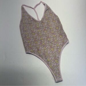 Forever 21 Floral Bodysuit - Pink and Yellow